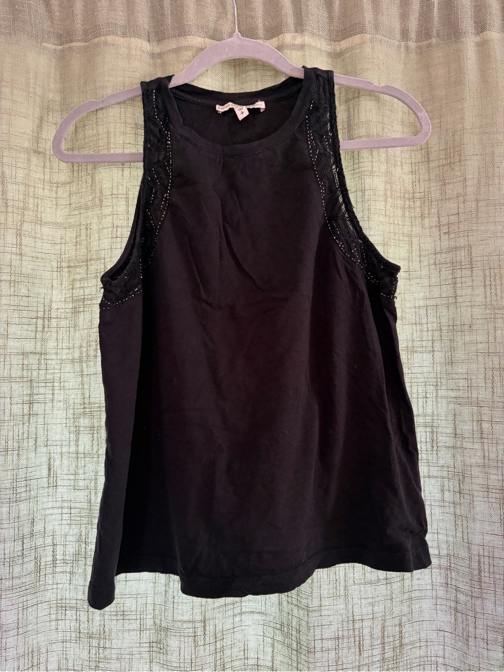 Express Black Lace-Trim Tank Top